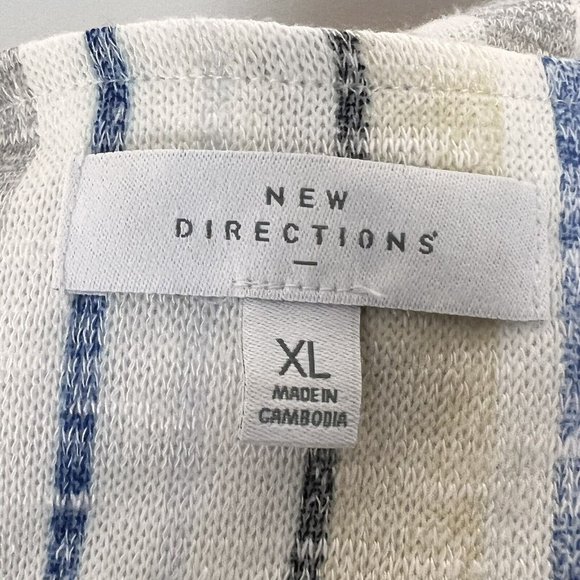 New Directions Striped Pull On Bell Sleeve with Front Tie Stretch Comfort Top XL - Picture 6 of 8